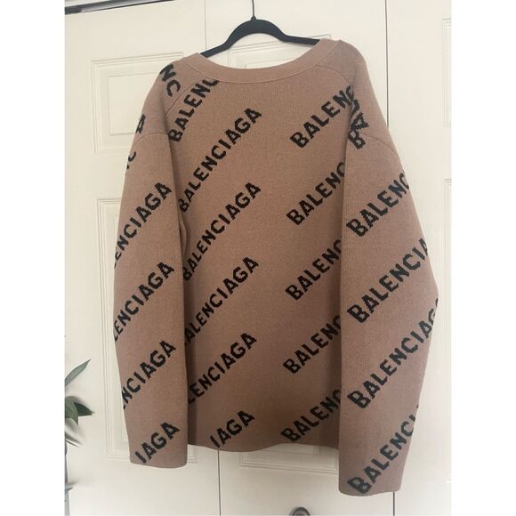 Balenciaga Jacquard Motif Logo Intarsia Cardigan - Picture 16 of 16